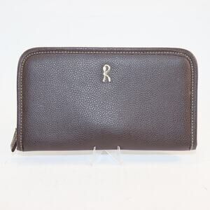 Roberta Di Camerino Brown Leather Zip Wallet Organizer Monogram Interior Unisex